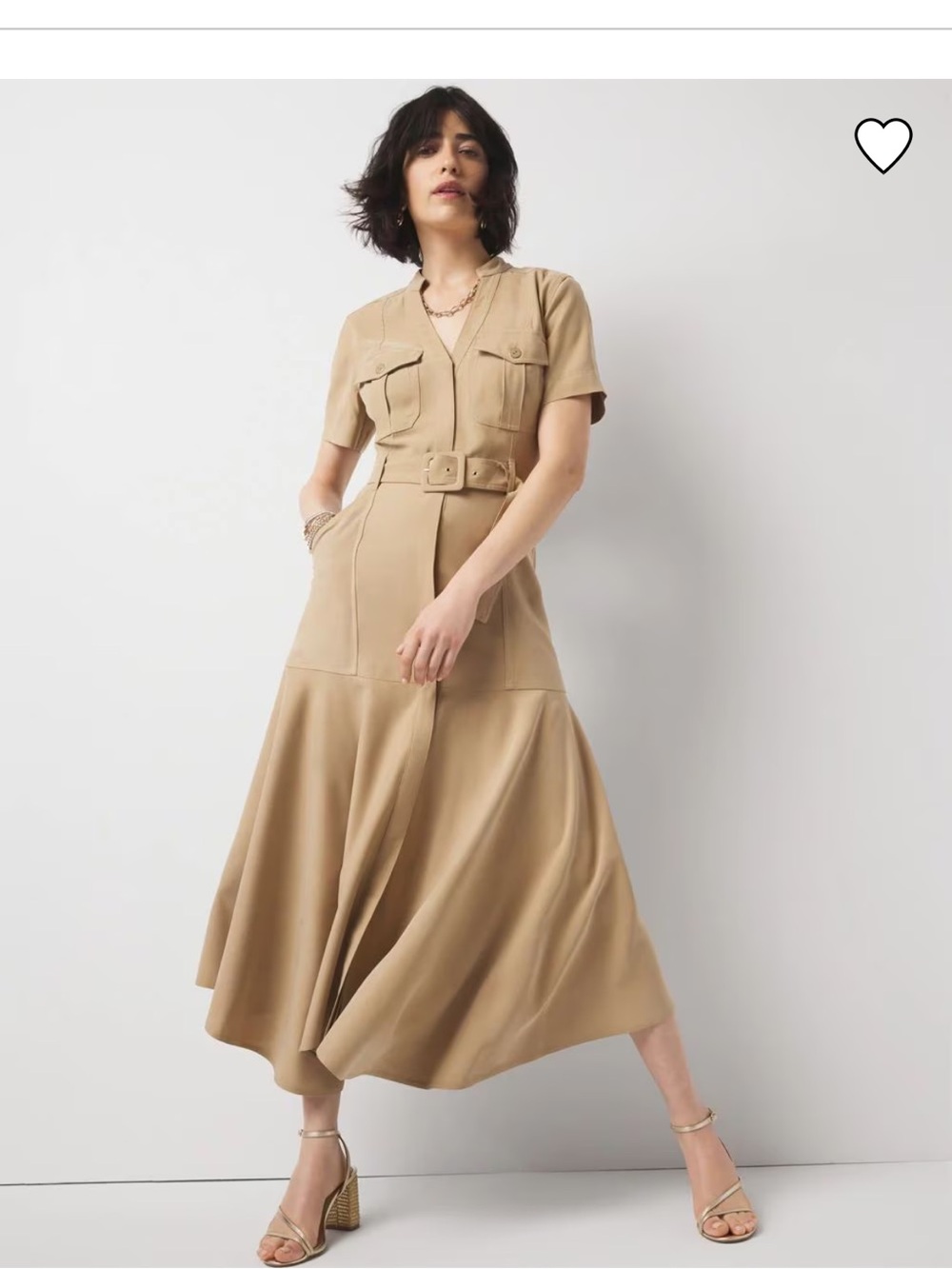 Taupe Utility Shirt Dress with Waist Tie (WHBM)